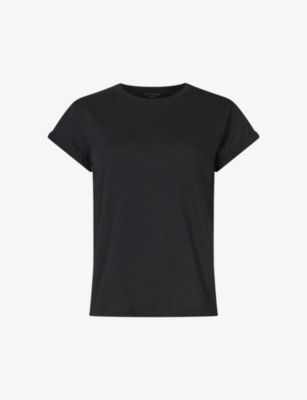 Allsaints Womens Black Anna Crewneck Cotton T-shirt 16 In Black