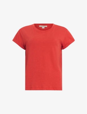 Allsaints Anna Crewneck Cotton T-shirt In Red