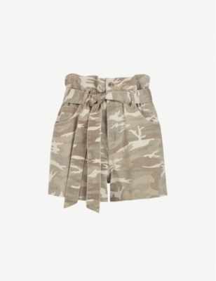 camo paper bag shorts