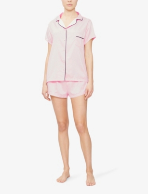 Shop Bluebella Abigail Relaxed-fit Satin Pyjamas In Pale Pink Black