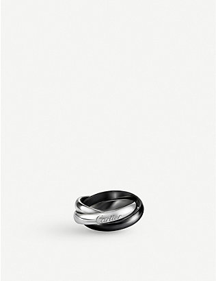 CARTIER: Trinity Classic medium 18ct white-fold and ceramic ring