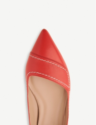 LK BENNETT POLLY CONTRAST STITCH LEATHER FLATS