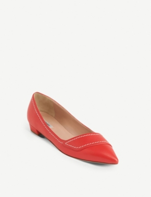 LK BENNETT POLLY CONTRAST STITCH LEATHER FLATS