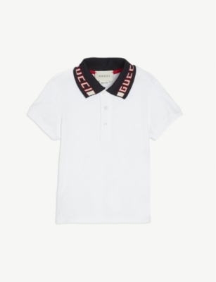 GUCCI - Logo collar cotton polo shirt 6 