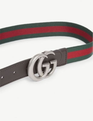 Shop Gucci Girls Green/red/green Kids Gg Web Stripe Elastic Belt 2-8 Years