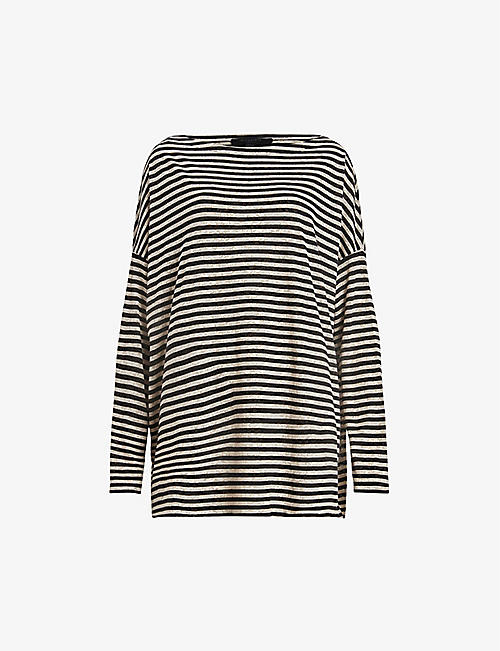 ALLSAINTS: Rita striped cotton-blend top