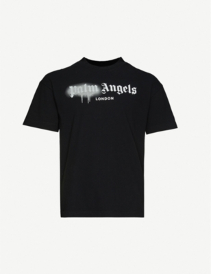 Palm Angels Logo-print Cotton-jersey T-shirt In White+yellow