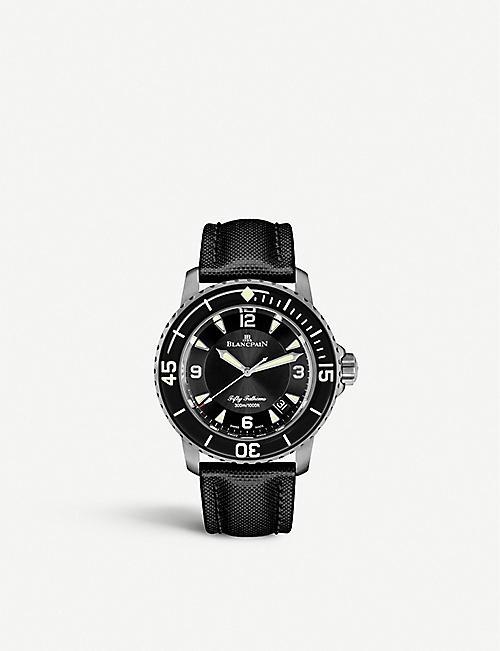 BLANCPAIN: 50000130B52A Fifty Fathoms brushed steel watch