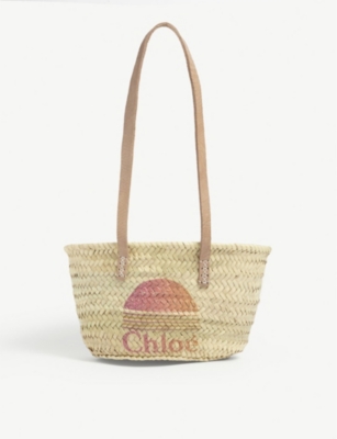 CHLOE - Kids logo woven straw basket bag | Selfridges.com