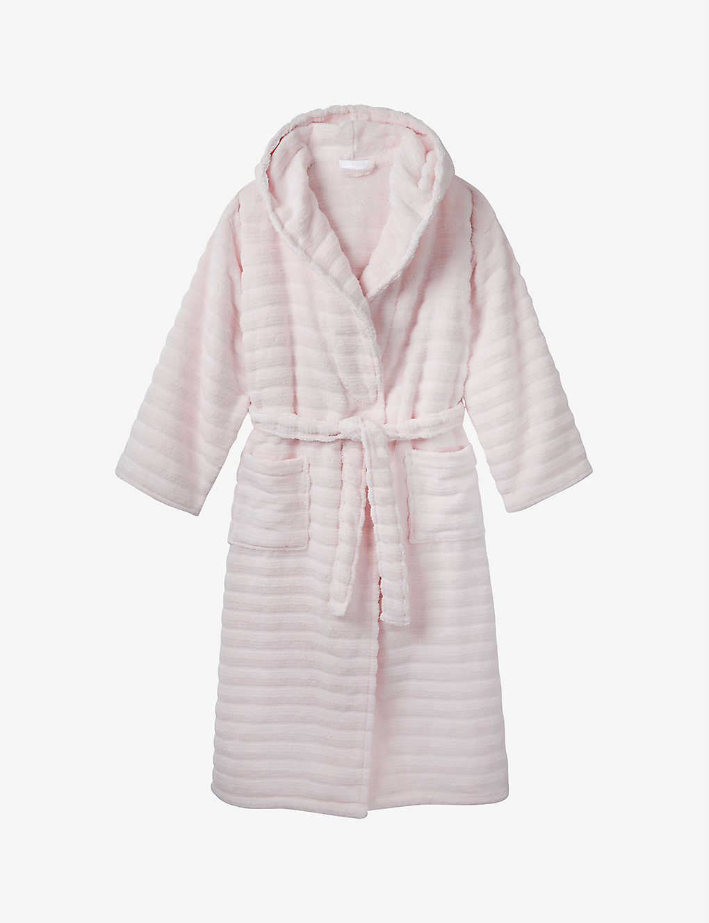The White Company Womens Pale Pink Ribbed Hooded Cotton-towelling Bathrobe