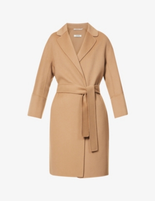 Womens Max Mara beige Wool Esturia Wrap Coat