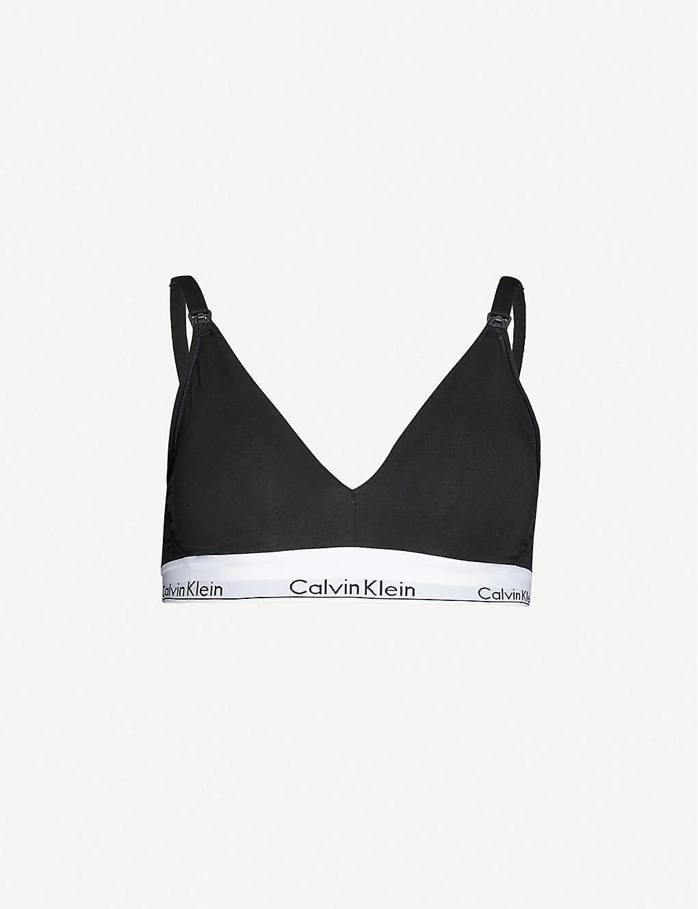 Shop Calvin Klein Modern Cotton Cotton-blend Jersey Maternity Bra In 001 Black