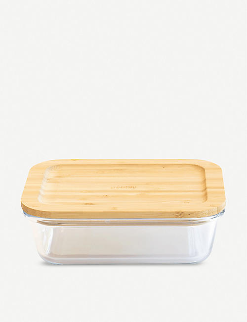 PEBBLY: Glass container with bamboo lid 640ml