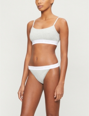CK One Cotton Unlined Bralette in Black, White & Sand Rose - Glue Store