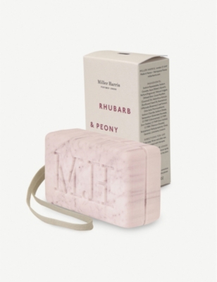 MILLER HARRIS Rhubarb & Peony Soap on a Rope soap bar