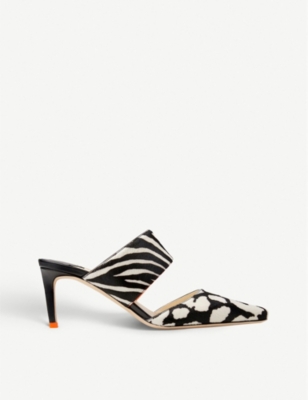 leopard print heeled mules