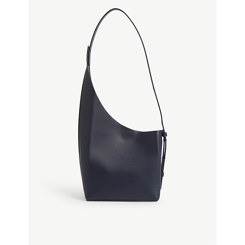 Aesther Ekme Demi Lune Leather Bucket Bag In Eclipse