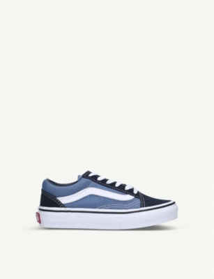 Shop Vans Boys Navy Kids Old Skool Canvas And Leather Trainers 5-7 Years