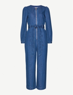 whistles blue velvet jumpsuit