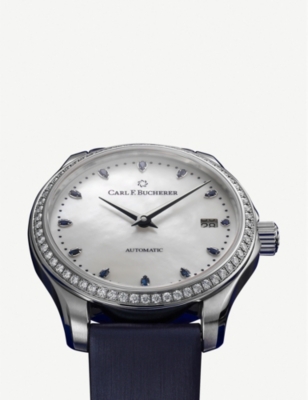 manero autodate in stainless steel with a white dial