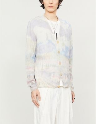 amiri tie dye cashmere cardigan
