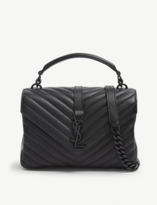 saint laurent black monogram detail quilted leather bag