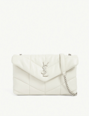 Loulou leather crossbody bag Saint Laurent White in Leather - 36117332