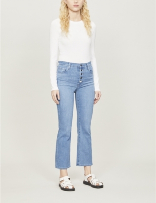 J Brand Lillie Cropped Straight Mid Rise Stretch Denim Jeans Selfridges Com