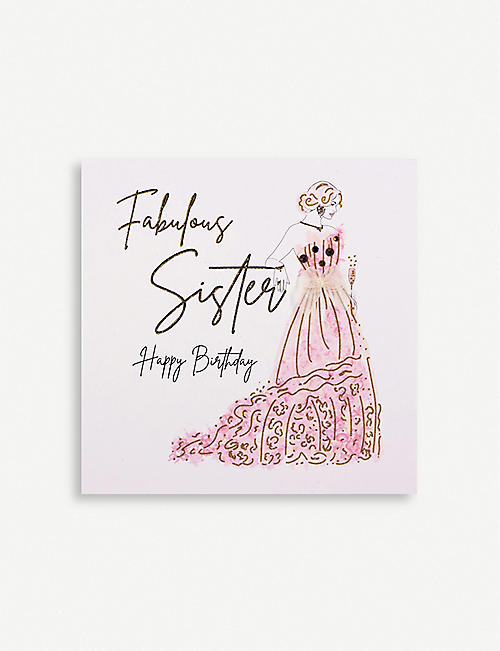 FIVE DOLLAR SHAKE: Fabulous Sister Happy Birthday greetings card 16.5cm x 16.5cm