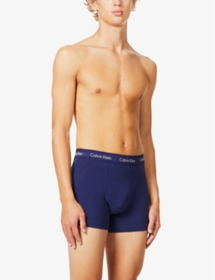 CALVIN KLEIN - Logo-print low-rise classic-fit stretch-cotton trunks ...