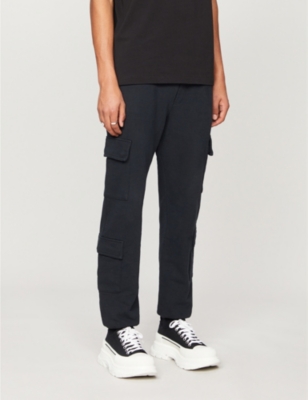 BUSCEMI Brand patch tapered cotton jersey jogging bottoms