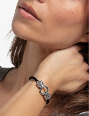 THOMAS SABO: Rebel Tiger sterling silver, leather and zirconia bracelet