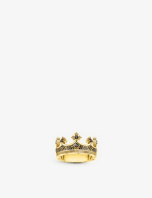 Shop Thomas Sabo Women's Black Rebel Kingdom Crown Sterling Silver And Zirconia Ring