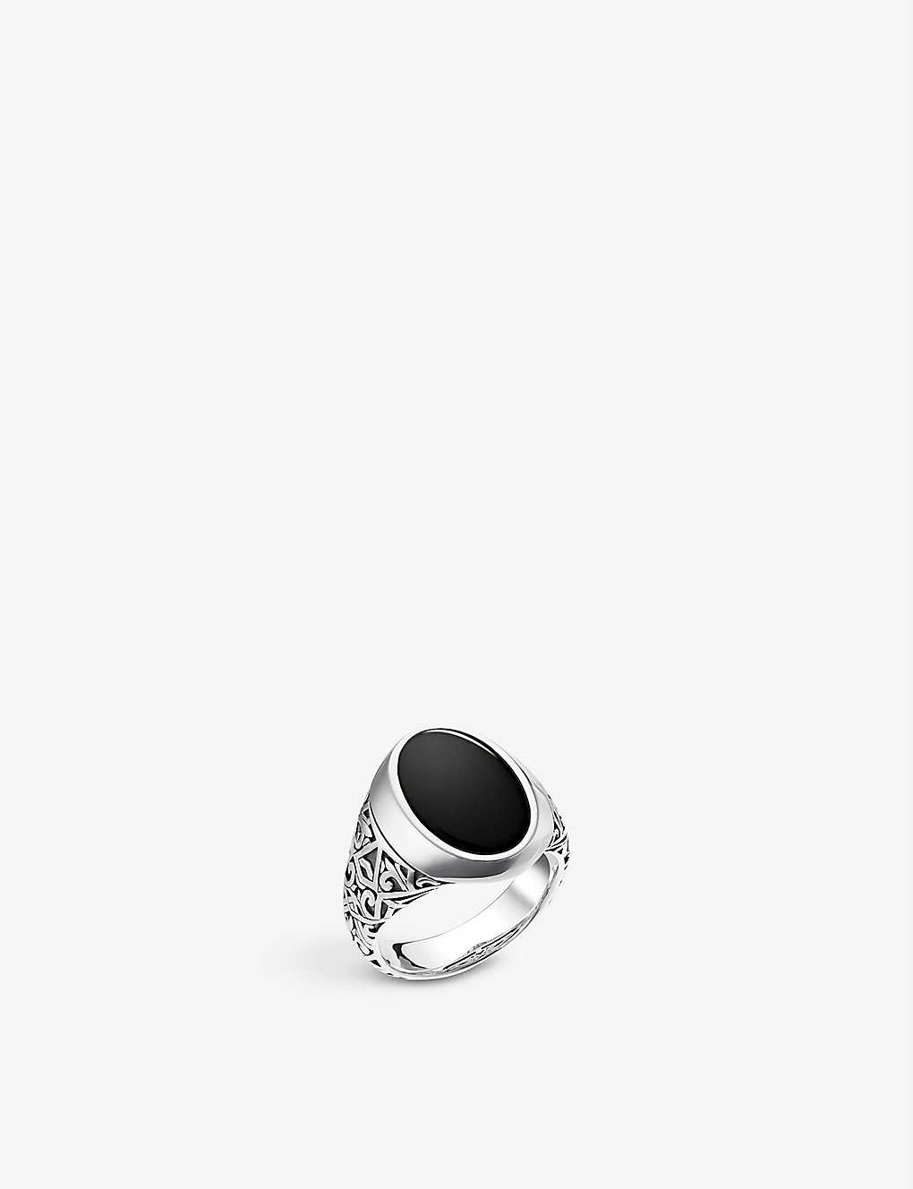Thomas Sabo Oval Sterling-silver And Onyx Signet Ring In Black