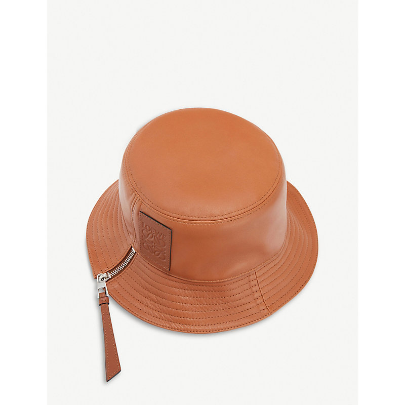 Shop Loewe Women's Tan Fisherman Leather Bucket Hat