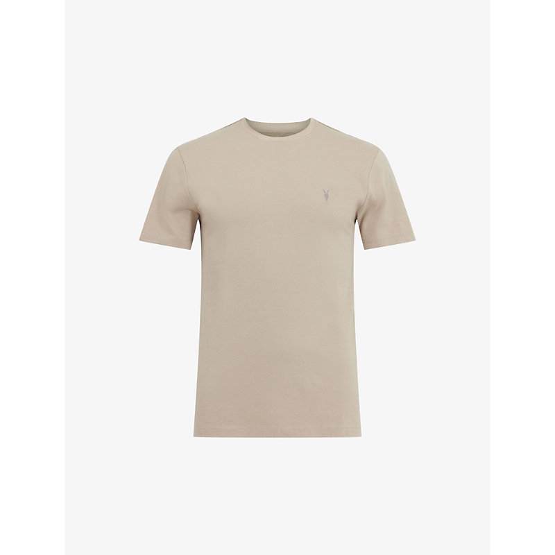 Shop Allsaints Brace Cotton-jersey T-shirt In Tinted Grey