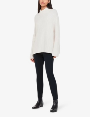 Whistles Womens Tapered-leg Slim-fit Stretch-cotton Trousers Navy In Navy