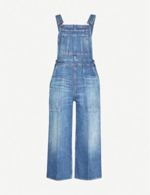 denim wide leg dungarees