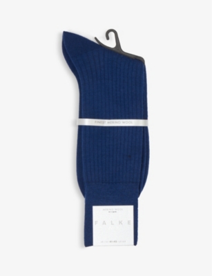 Shop Falke Men's Royal Blue No7 Ribbed Merino Wool Socks