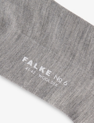 Shop Falke Mens Light Grey Melange No3 Wool-silk Socks