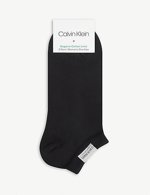 CALVIN KLEIN: Logo-embroidered organic cotton-blend socks pack of two