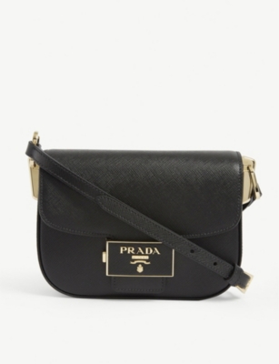 Prada Logo Plaque Baguette Shoulder Bag in Gray