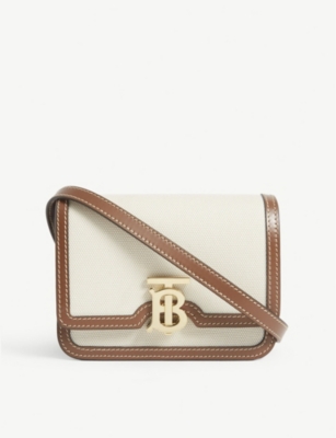 BURBERRY TB mini canvas shoulder bag