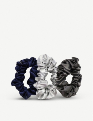 Shop Slip Silk Large Scrunchies Pack Of Three In Midnight