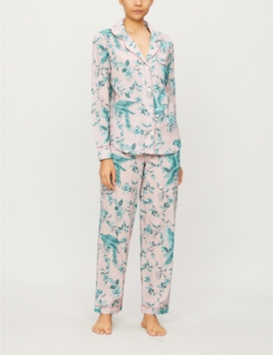 DESMOND AND DEMPSEY: Bromley Parrot printed organic cotton pyjama set