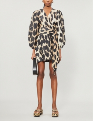 ganni leopard print mini dress