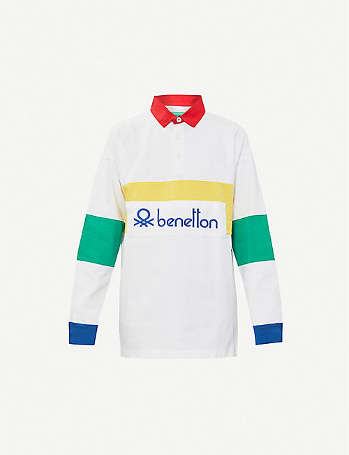 BENETTON: Logo-embroidered cotton polo shirt