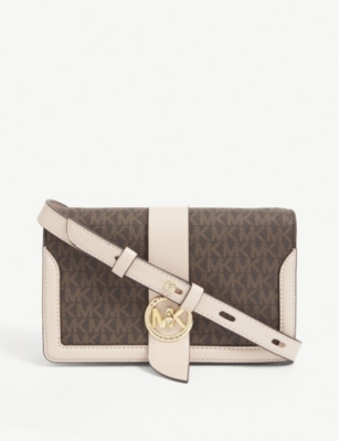MICHAEL MICHAEL KORS: Logo-print leather and canvas shoulder bag