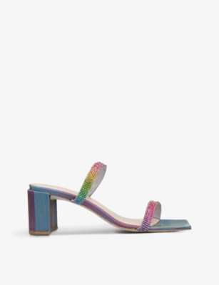 BY FAR Tanya Unicorn crystal embellished suede mules