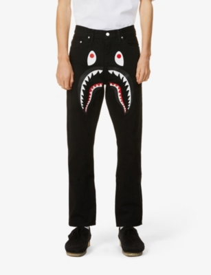 A Bathing Ape Shark Print Straight Regular Fit Jeans Selfridges Com